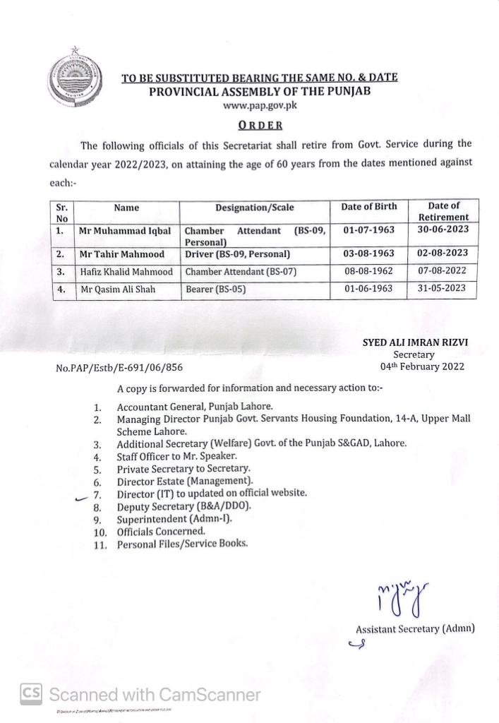 Retirement Notification